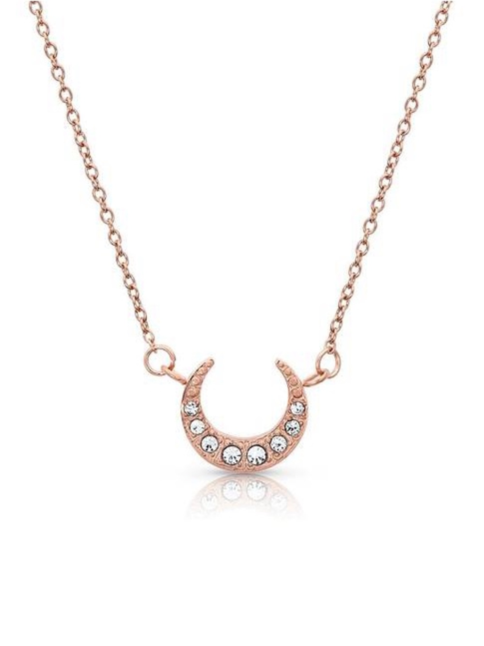 Delicate Rose Gold Crescent Moon Pendant Necklace